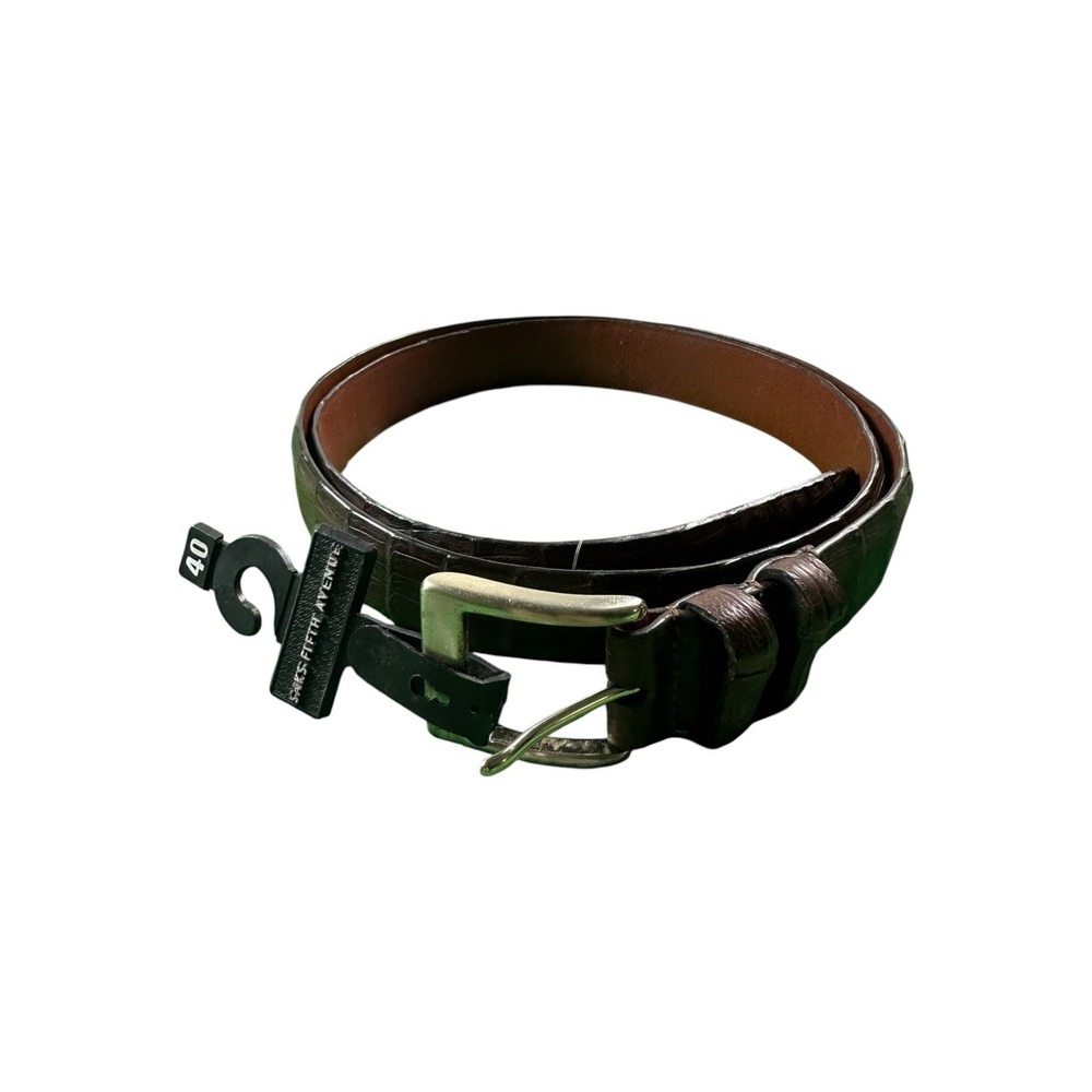 Saks Fifth Avenue Genuine American Alligator Brown Belt Size 40 NWT